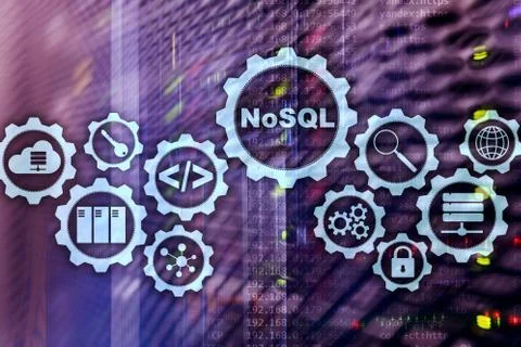 NoSQL. Structured Query Language. Database Technology Concept. Server room Stock Photos