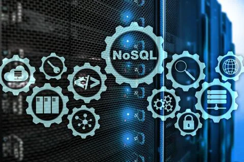 NoSQL. Structured Query Language. Database Technology Concept. Server room Stock Photos