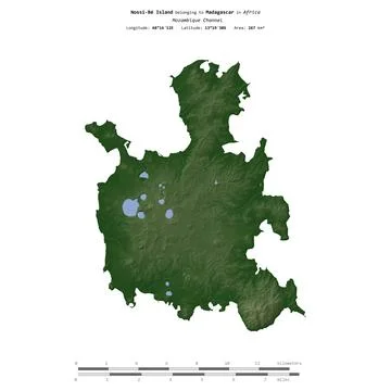 Nossi-Be Island. Madagascar. Shape on white. Physical Stock Illustration