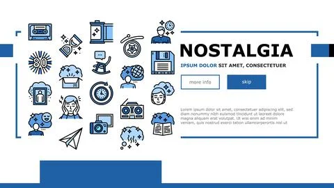 Nostalgia And Memory Landing Header Vector Stock Illustration