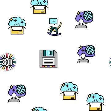 Nostalgia And Memory Vector Seamless Pattern Stock Illustration