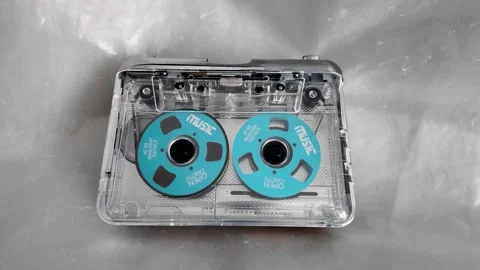 Nostalgia And Retro Tech Revival Portable Cassette Tape Player With Transparent Stockbeeldmateriaal 332815255