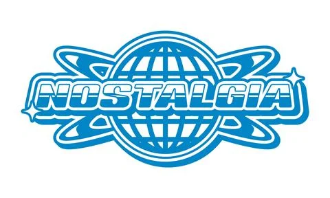 Nostalgia blue globe retro Y2K icon or emblem Stock Illustration