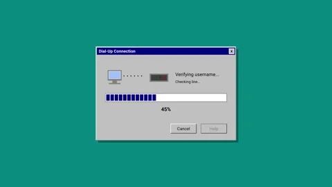 Nostalgic 1990s Dial Up Internet Connection Progress Dialog Box Stock Footage 348006473