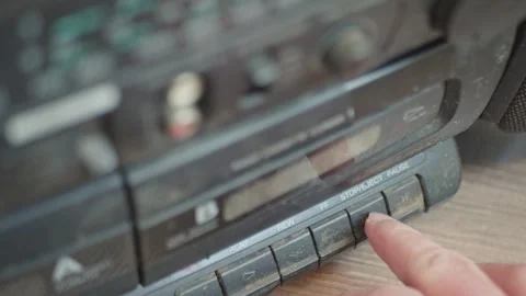 Nostalgic 90s analog electronics covered in heavy dust, pressing buttons Stock Footage 335807214