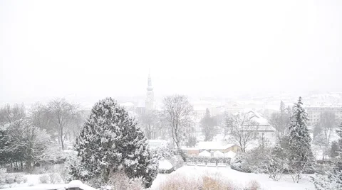 Nostalgic and romantic view with snow faling,winter landscape Stock Footage 45441170