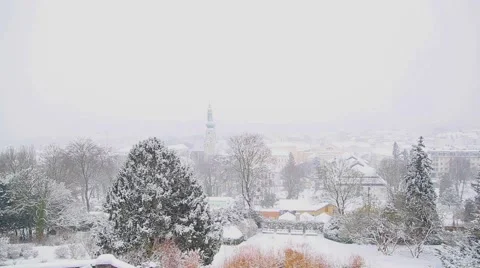 Nostalgic and romantic view with snow faling,winter landscape Stock Footage 45441242