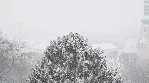 Nostalgic and romantic view with snow faling,winter landscape Stock Footage 45441372