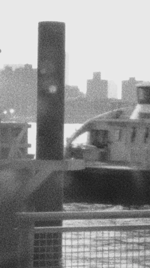 Nostalgic Black and White Ferry Docking Stock Footage 341685355