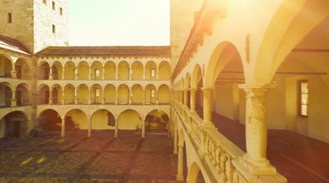Nostalgic building. arena. romantic. old. fly over. sunset sun flare Stock-Footage 36967705
