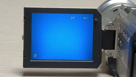 Nostalgic Camcorder Fast Forwards Blank Tape Emitting A High Pitched Whir Stock Footage 328694480