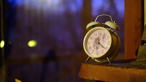 Nostalgic clock, old clock on the table, 120 fps Stock Footage 229995993