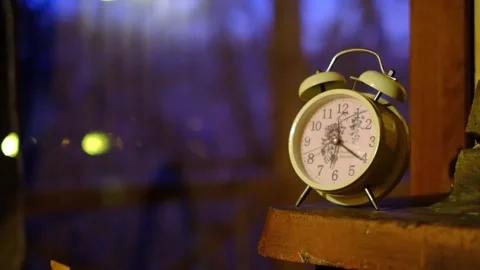 Nostalgic clock, old clock on the table, 120 fps Stock Footage 230010720