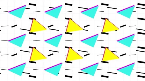 A nostalgic memphis style looping shape motion graphic animation with white.. Vídeo Stock 264096073
