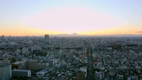 Nostalgic Post-Sunset Over Tokyo Suburban Homes Stock Footage 294065284
