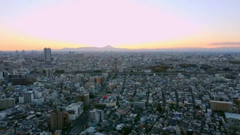 Nostalgic Post-Sunset Over Tokyo Suburban Homes Stock Footage 294065309