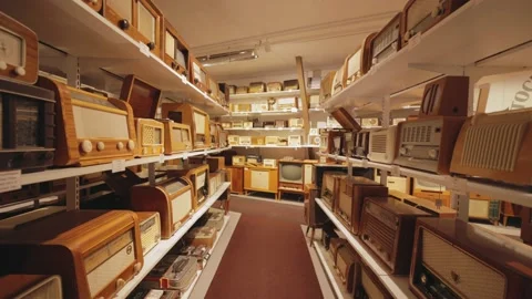 Nostalgic Radios And TVs Displayed Inside The Motala Motor Museum In 動画素材 238722078