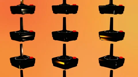 Nostalgic Retro Design Black Gaming Joystick Graphic In Bright Background Stock Footage 210233041