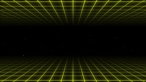 A nostalgic retro synthwave looping yellow grid motion graphic animation wi.. Vídeo Stock 264096203