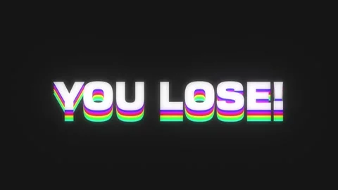 A nostalgic retro typography motion graphic with the words You Lose gaming .. Stock Footage 265594582