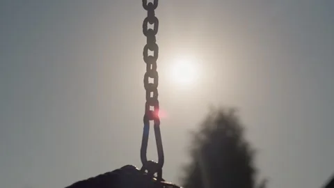 Nostalgic Scene Of Rusted Swing Hanging In Morning Light, Quiet Morning Scene Stock Footage 327162807