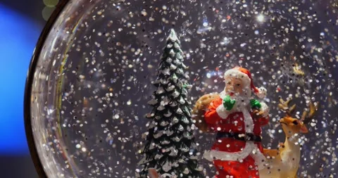 Nostalgic snow globe with Santa evokes childhood memories of winter holidays Stock-Footage 300790484