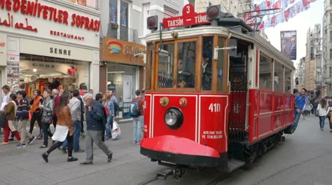 Nostalgic tramway in Beyoglu district in Istanbul Turkey (Editorial) Video stock 37651165