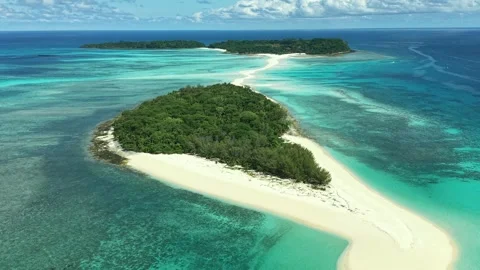 Nosy Iranja Sandbar and Tropical Beach – Aerial Drone View - Madagascar Stock Footage 321855152