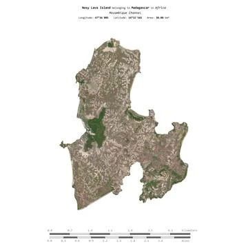 Nosy Lava Island. Madagascar. Shape on white. Satellite, September 10, 2023 Stock Illustration