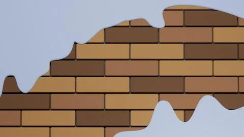 NOT AI 3D rendering of brick wall filled with blue paint with wide strokes .. Ilustración de archivo