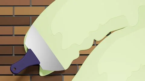 NOT AI 3D rendering of flat wide spatula tool works with viscous plaster on.. Illustrazione stock