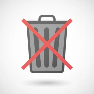 Not allowed icon with a trash can Stock Illustration