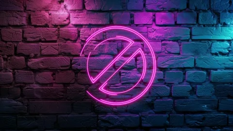 Not Allowed, Stop Icon neon icon on brick wall background Stock Footage 276162151