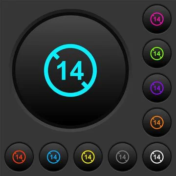 Not allowed under 14 dark push buttons with color icons Stock Illustration