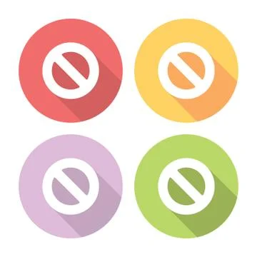 Not Allowed Warning Sign Flat Icons Set Stock Illustration