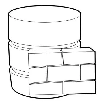 Not available database icon, outline style Stock Illustration