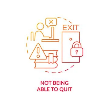 Not being able to quit red gradient concept icon Illustrazione stock