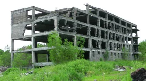 This not completed and destroyed building - modern Russia Stock Footage 10597678