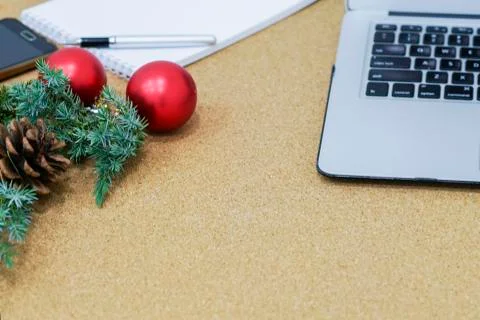 Not completed list of goals in a notebook on a wooden table with Christmas Stock Photos