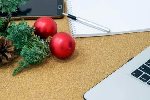 Not completed list of goals in a notebook on a wooden table with Christmas Stock Photos