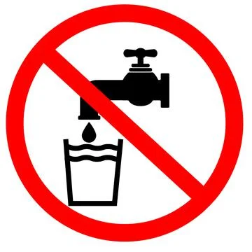 Not drinkable water on white background. Do not drink water sign. flat style. Illustrazione stock