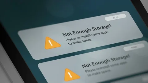Not Enough Storage! Notification on Smart Phone Stock Footage 118398710