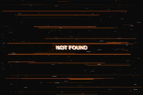 Not Found 404 Error Screen Orange Glitch Typography Illustrazione stock