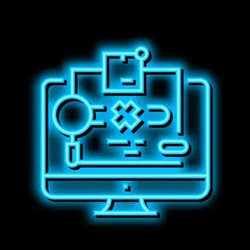 Not found parcel status neon glow icon illustration Stock Illustration
