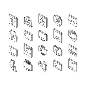 Not Found Web Page Collection isometric icons set vector Stockillustratie
