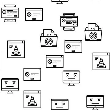 Not Found Web Page Vector Seamless Pattern Stock Illustration