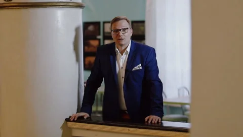 Not a good and funny take of the teacher's video chat for a remote interview. Stock Footage 153095914