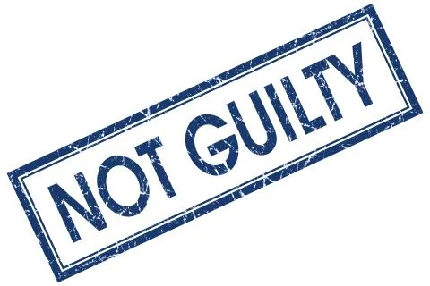 Not guilty blue square stamp isolated on white background Stock Illustration