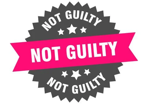 Not guilty. not guilty round pink label isolated on transparent background Stock Illustration