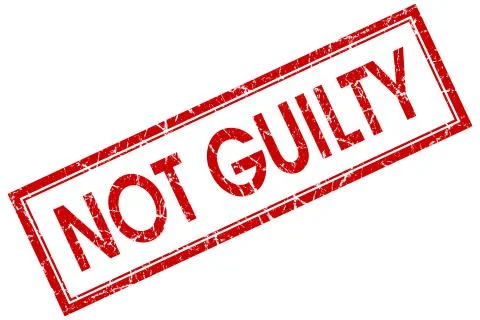 Not guilty red square stamp isolated on white background Stock Illustration